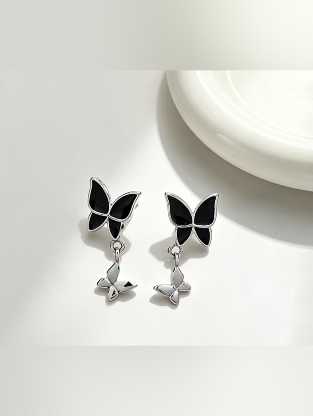 $10 Each Or Bundle 4/$25 Black & Silver Butterfly Dangle Stud Earrings